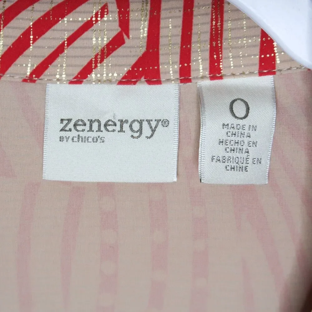 Chico's Zenergy Lightweight Jacket Size‎ 0 (4/6 S) Painterly Waves Pink Gold